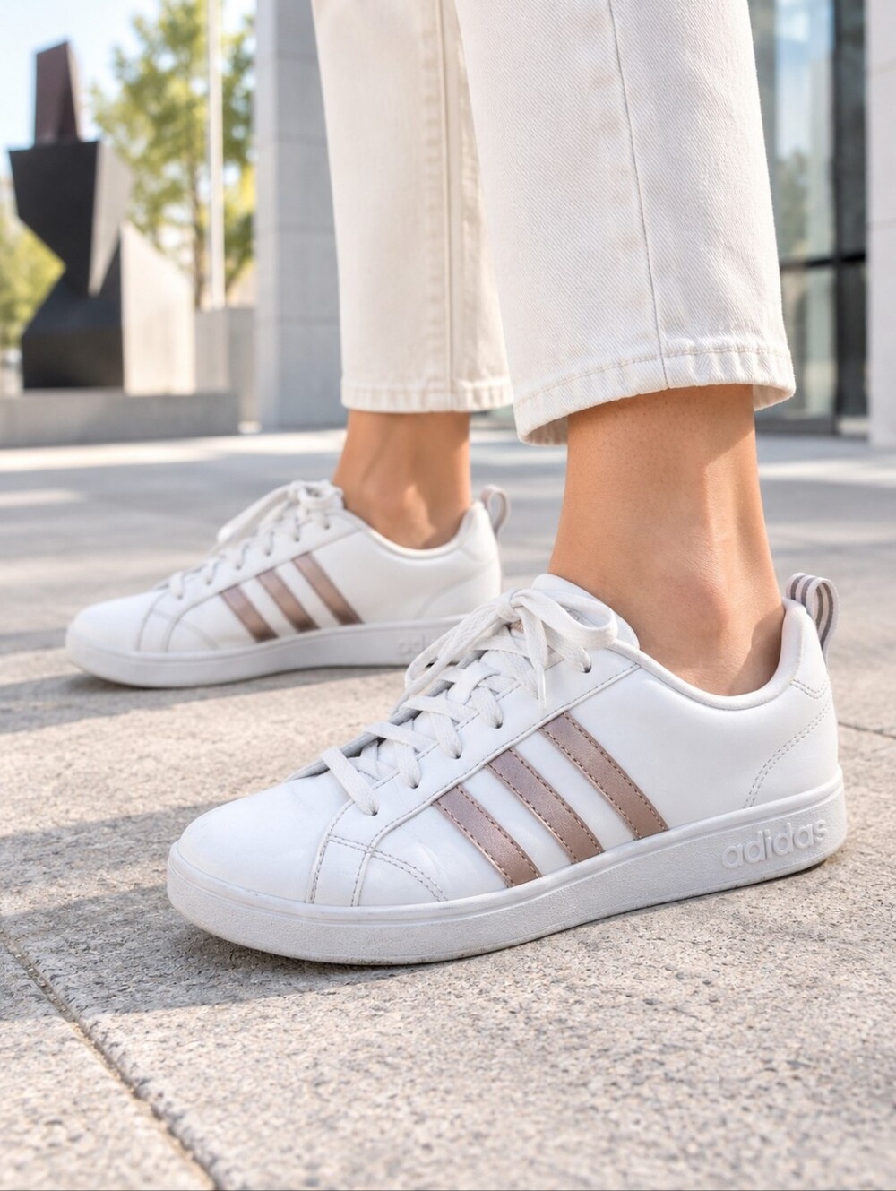 Adidas Neo VS Advantage White Rose Gold Sneakers Women's 7 AW3865